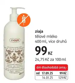 dm drogerie ziaja tělové mléko nabídka