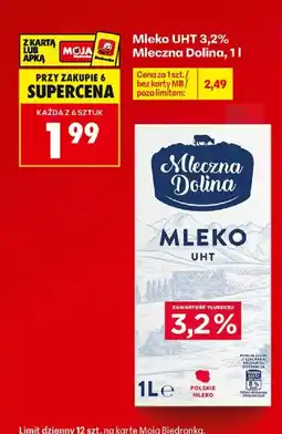 Biedronka Polsko Mleczna Dolina Mleko UHT nabídka