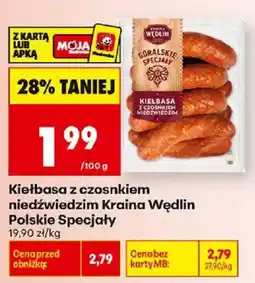 Biedronka Polsko Kraina Wędlin kiełbasa z czosnkiem niedźwiedzim nabídka