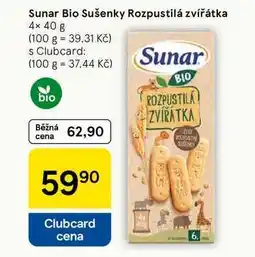 Tesco Sunar Bio Sušenky Rozpustilá zvířátka, 4× nabídka