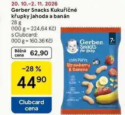 Tesco Gerber Snacks Kukuřičné křupky jahoda a banán nabídka