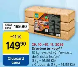 Tesco Dřevěné brikety, 10 kg, vysoká výhřevnost nabídka