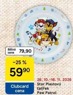 Tesco Stor Plastový talířek Paw Patrol nabídka