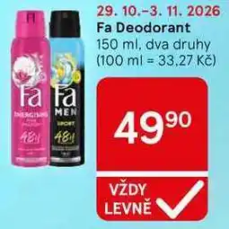 Tesco Fa Deodorant, 150 ml, dva druhy nabídka