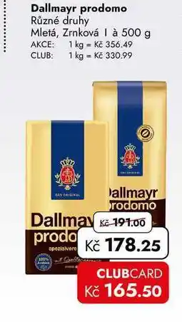 TRAVEL FREE Dallmayr prodomo Mletá, Zrnková nabídka