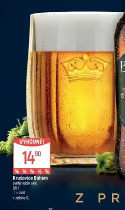 Globus Krušovice Bohém světlý ležák sklo nabídka