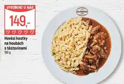 Globus Restaurace Hovězí kostky na houbách s těstovinami nabídka
