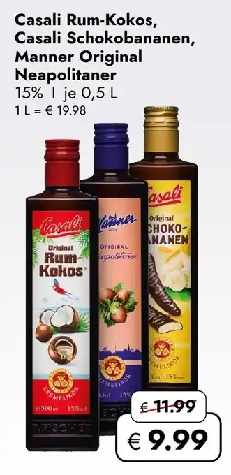 Casali Rum-Kokos, Casali Schokobananen, Manner Original Neapolitaner