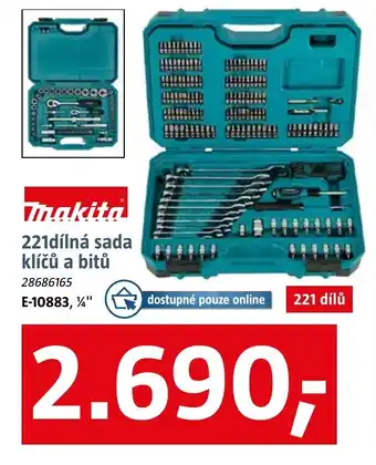 Makita 221dílná sada klíčů a bitů