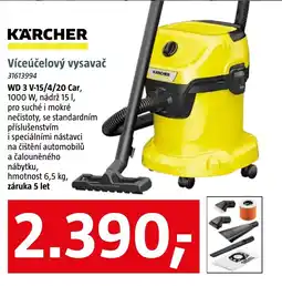Bauhaus Karcher viceucelovy vysavač wd 3 v-15/4/20 car nabídka