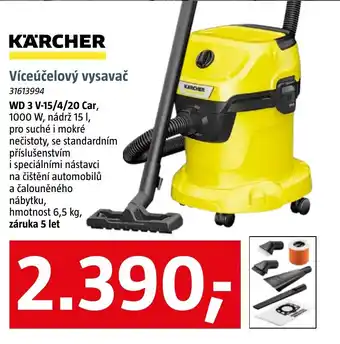 Karcher viceucelovy vysavač wd 3 v-15/4/20 car