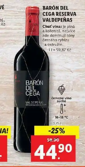 Lidl Barón del cega reserva valdepeňas nabídka