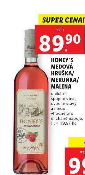 Lidl Honey's medová hruška / meruňka / malina nabídka