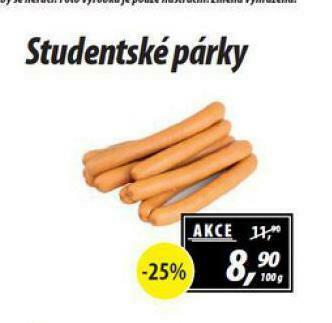 ZEMAN Studenstské párky nabídka