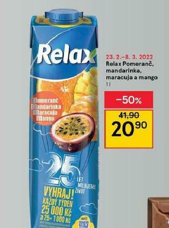 Tesco Relax pomeranč, mandarinka, maracuja a mango nabídka