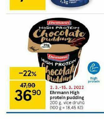 Tesco Ehrmann high protein pudding nabídka