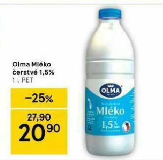 Tesco Olma mléko čerstvé 1,5% nabídka