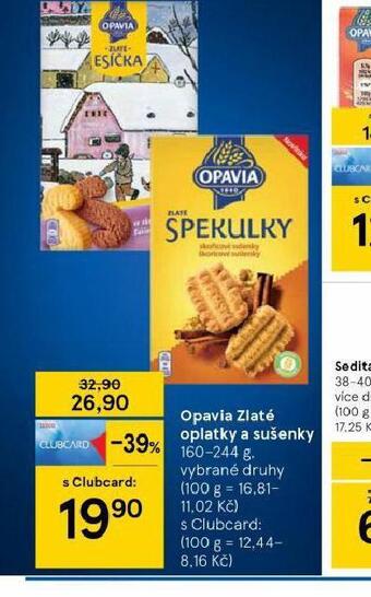 Tesco Opavia zlaté oplatky a sušenky nabídka