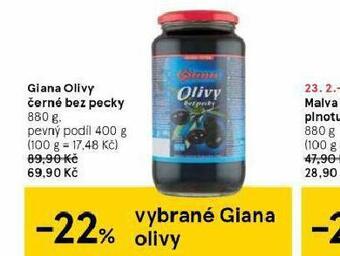 Tesco Giana olivy černé bez pecky nabídka
