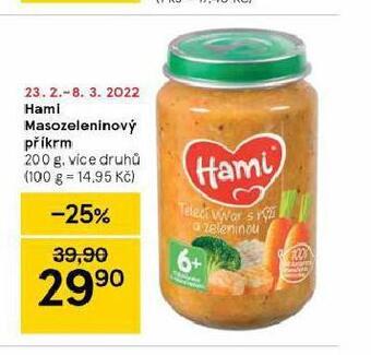Tesco Hami masozeleninový příkrm nabídka