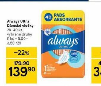 Tesco Always ultra dámské vložky nabídka