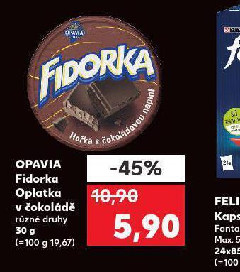Kaufland Opavia fidorka oplatka v čokoládě nabídka