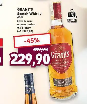 Kaufland Grant´s scotvh whisky nabídka