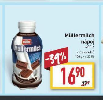 Billa Mullermilch nápoj nabídka