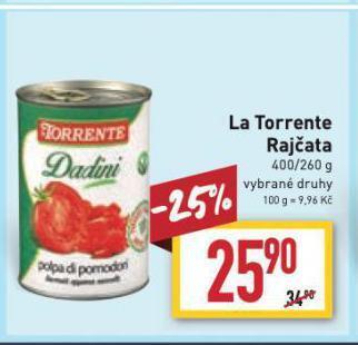 Billa La torrente rajčata nabídka