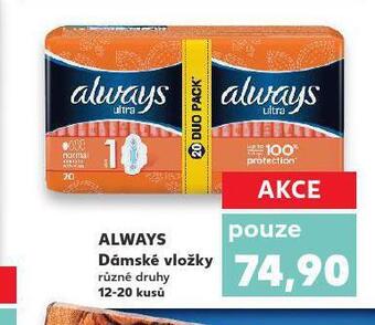Kaufland Always dámské vložky nabídka