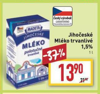 Billa Jihočeské mléko nabídka