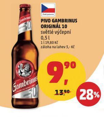 Penny Market Pivo gambrinus originál 10 nabídka