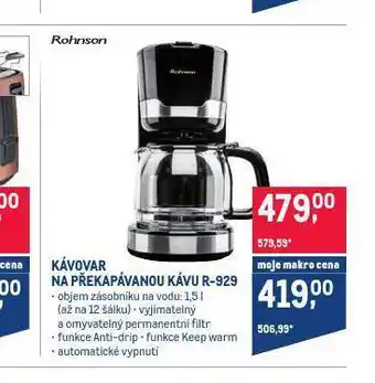 Makro Kávovar na překapávanou kávu nabídka