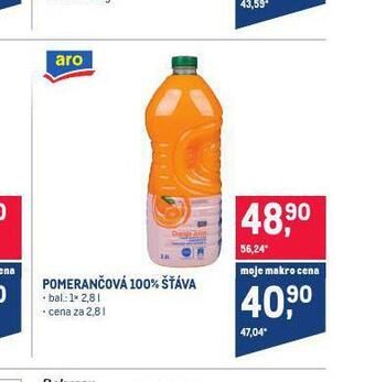 Makro Pomerančová 100% šťáva nabídka