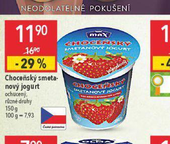 Globus Choceňský smetanový jogurt nabídka
