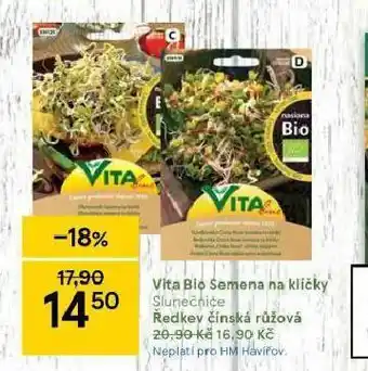 Tesco Vita bio semena na klíčky nabídka