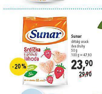 Globus Sunar dětský snack nabídka