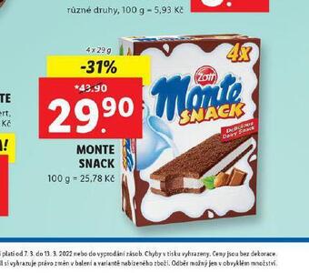 Lidl Zott monte snack nabídka