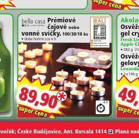 Norma Prémiové čajové, vonné svíčky nabídka