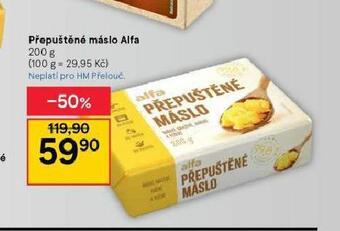 Tesco Alfa přepuštěné máslo nabídka