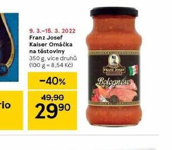 Tesco Franz josef kaiser omáčka na těstoviny nabídka