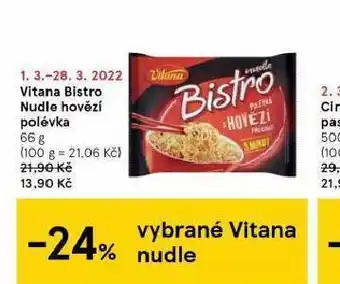Tesco Vitana bistro nudle hovězí polévka nabídka