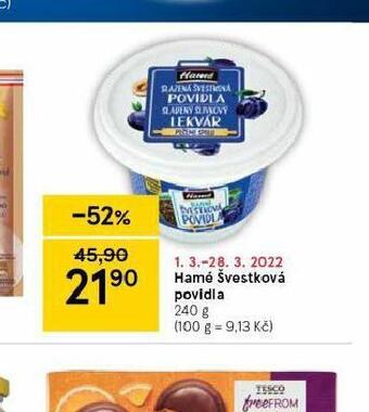 Tesco Hamé švestková povidla nabídka