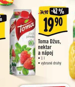 Jip Toma džus, nektar a nápoj nabídka