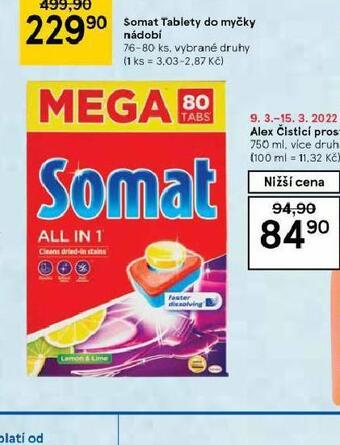 Tesco Somat tablety do myčky nabídka