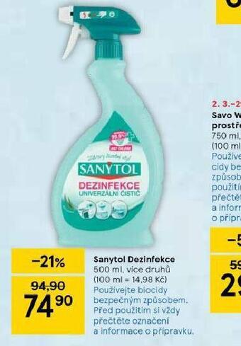 Tesco Sanytol dezinfekce nabídka