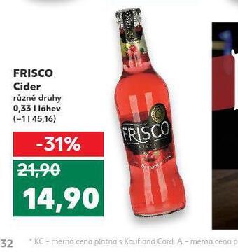 Kaufland Frisco cider nabídka