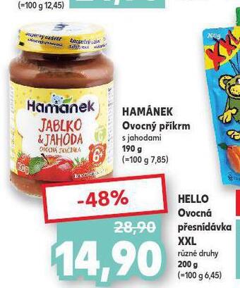 Kaufland Hamánek ovocný příkrm nabídka