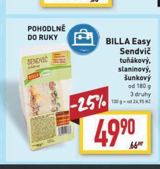Billa Billa easy sendvič nabídka