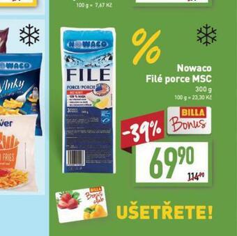 Billa Nowaco filé porce nabídka